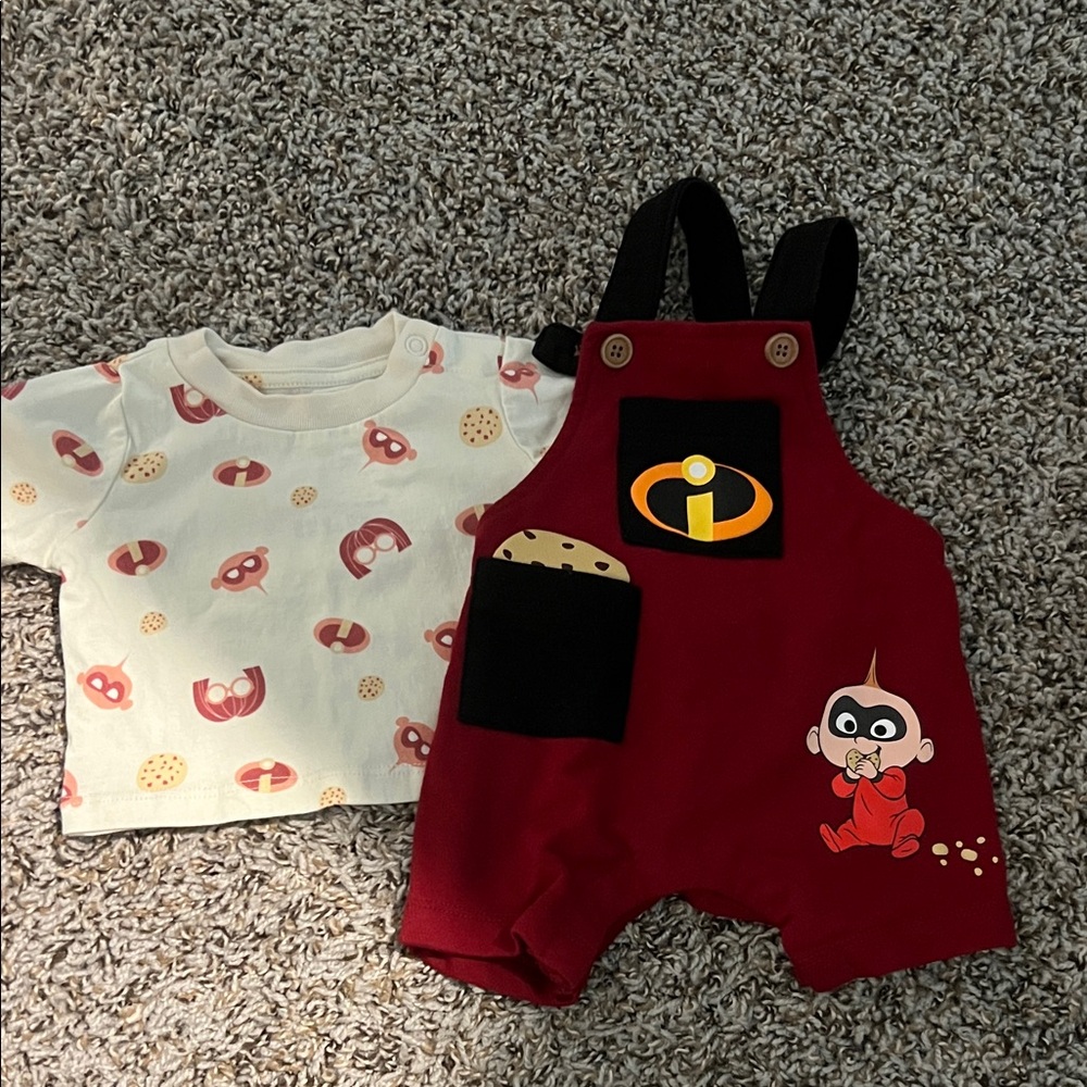 Incredibles Jack-Jack Baby Overalls with White T-Shirt Set